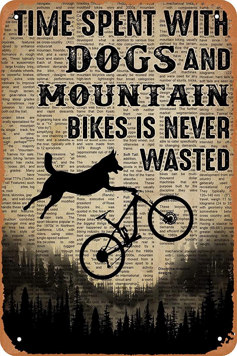 Mountain Biking With Dog - Metal Vintage Teneke Tabela Dekoru Köpekler