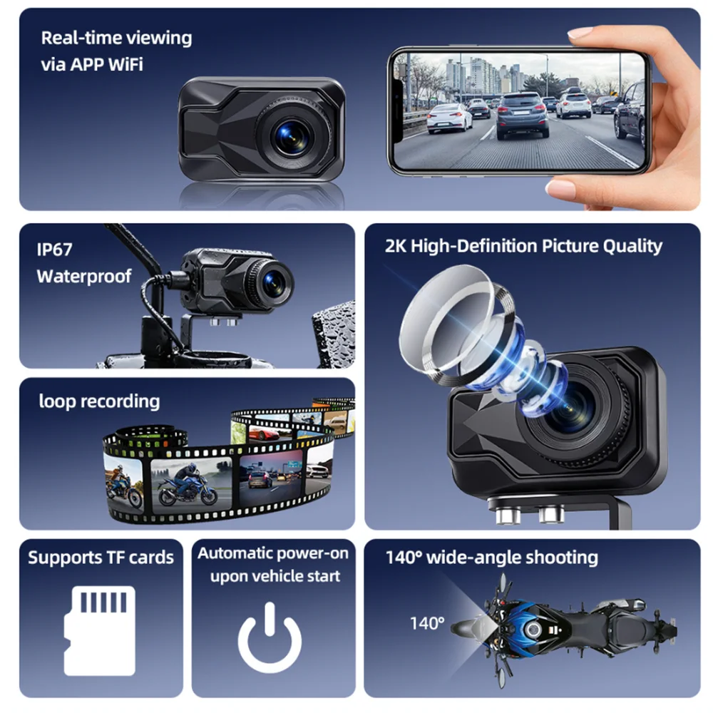 Motosiklet DVR 2K HD WiFi ve A - Mountain Biking App incelemesi ve fiyatı